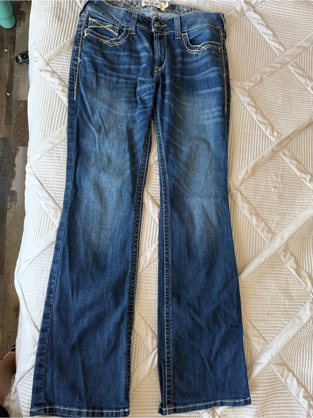 Ariat Men's Dark Blue Bootcut Jeans with Contrast Stitching